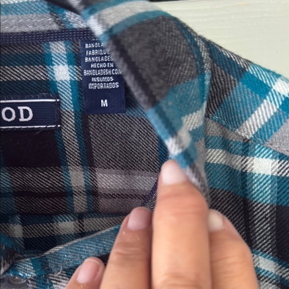 Izod Blue and Gray Casual Button Down Shirt - Picture 4 of 5